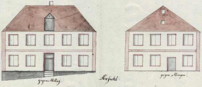 Ansichten des Kaplaneihauses, um 1825